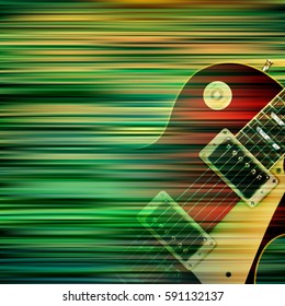 abstract green blur background with classic electric guitar