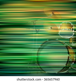 abstract green blur background with drum kit
