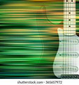 abstract green blur background with electric guitar