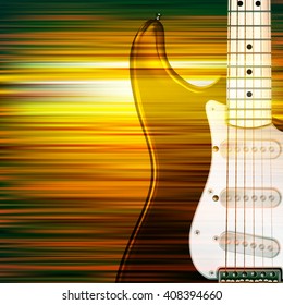 abstract green blur music background with electric guitar
