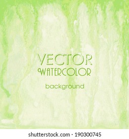 Abstract Green Blurred Background. Watercolor Texture.  Vector Illustration. Eps 10.
