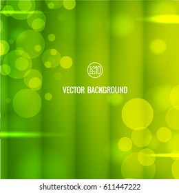 Abstract green bokeh background with transparent circles glowing and light effects vector illustration