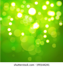 Abstract green bokeh background. Vector illustration