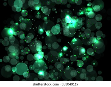 Abstract green bokeh digital background. Vector illustration