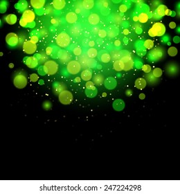 Abstract green bokeh effect background. Vector illustration