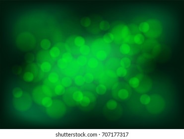 Abstract green bokeh light background vector illustration.