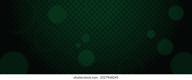 Efecto de luz bokeh verde Abstractas con partículas brillantes sobre fondo transparente. Círculos borrosos en atmósfera oscura