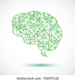 Abstract green brain mesh on white background