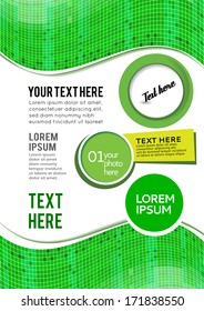 Abstract green brochure background. Design layout template. 