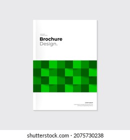 Folleto en verde abstracto, diseño de planchas. Patrón 3D moderno sobre fondo blanco. 