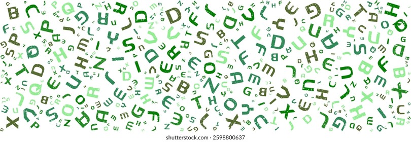 Abstract Green and Brown Alphabet Letters Background. Modern Artistic Typography Design.