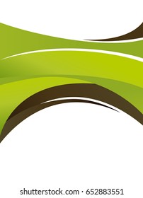 Abstract green and brown background with wave - brochure design or flyer
