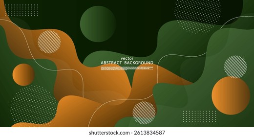 Abstract green and brown wave fluid 3D background. Trendy shape pattern design. Vector Eps10