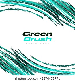 Abstract Green Brush Background with Halftone Effect. Sport Banner. Scratch and Texture Elements For Design