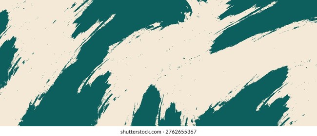 Abstract green brush stroke background. Hand-painted texture with artistic dry brush effect. Grunge backdrop for design, banner, or social media post.