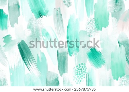Abstract green brush strokes, soft watercolor texture, artistic background design, modern wall art, vibrant color palette.
