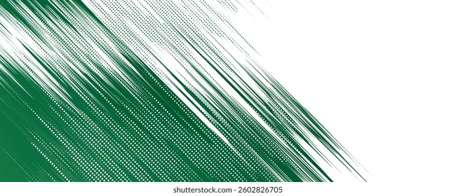 Abstract Green Brush Texture Background with Halftone and Glowing Light Effects. Sport Background with Grunge Style. Scratch and Texture