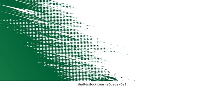 Abstract Green Brush Texture Background with Halftone and Glowing Light Effects. Sport Background with Grunge Style. Scratch and Texture