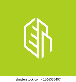 Abstract Green building logo design. Eco home Branding Identity Corporate.  Logotype vector template.