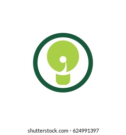 abstract green bulb idea icon logo