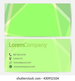 Abstract green business card, isometric card design template, vector illustration