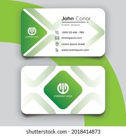 Abstract green business card template. Stationery design name card vector template. CMYK Mode