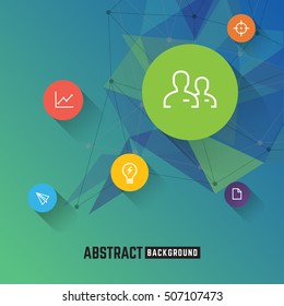 abstract green business and corporate background with icons and sign.Vector illustration