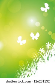 abstract green with butterflies