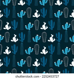 Abstract Green Cactus Nature Garden Vector Seamless Pattern can be use for background and apparel design