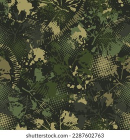 Seamless camouflage vector pattern with Fabric