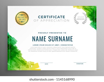 abstract green certificate of appreciation template
