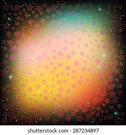 abstract green christmas background with red stars