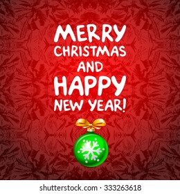 Abstract green Christmas balls cutted from paper on red background. Vector 2016 illustration art