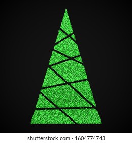 Abstract Green christmas tree background. Green Christmas tree as a symbol of happy New Year, merry Christmas holiday. Shiny fir tree for decoration of cards, banners and other design products