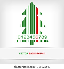 Abstract green Christmas tree barcode background - vector illustration