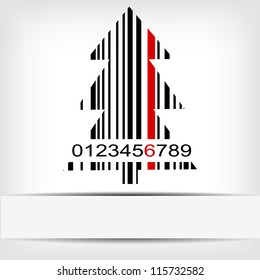 Abstract green Christmas tree barcode background - vector illustration