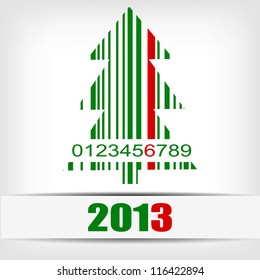 Abstract green Christmas tree barcode background - vector illustration