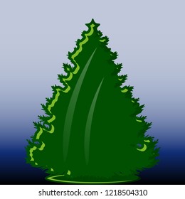 Abstract green christmas tree with decoration, object on blue background, vector