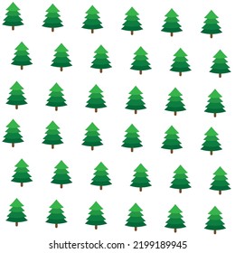 Abstract green Christmas tree lined in neat rows on white background.