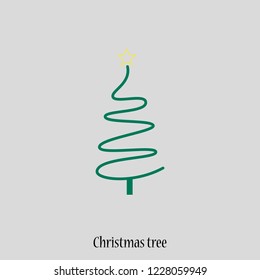 Abstract green christmas tree on gray background.