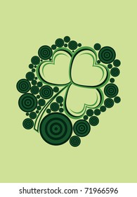 abstract green circle background with isolated shamrock blossom