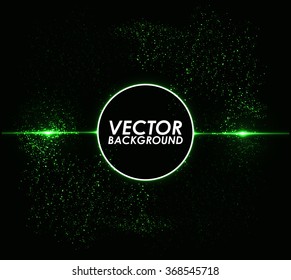 Abstract green circle lights pattern technology background.