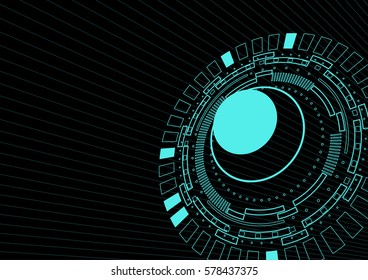 Abstract green circle and line vector technology background