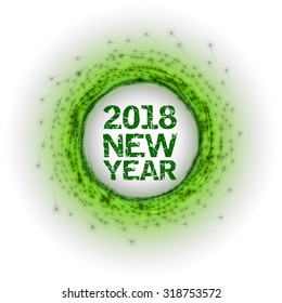 Abstract green circle with text New Year 2018.