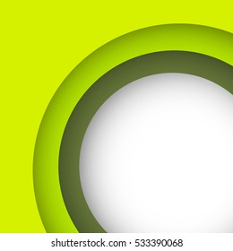 Abstract green circles with overlapping paper layers, stock vector