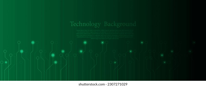 Resumen del concepto de tecnología de ingeniería de conexión electrónica o de línea eléctrica de circuito verde, fondo vectorial 