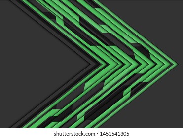 Abstract green circuit line arrow direction on grey blank space design modern futuristic technology background vector illustration.