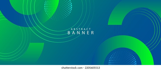 Abstract green circular design banner background