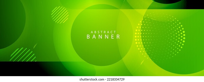 Abstract green circular design banner template background