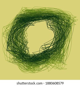 An abstract green circular scribble shape background image.